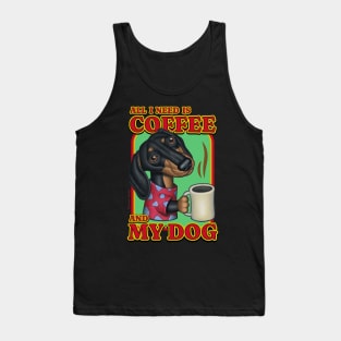 Funny cute doxie dachshund with coffee drinkers my dog gift Tank Top